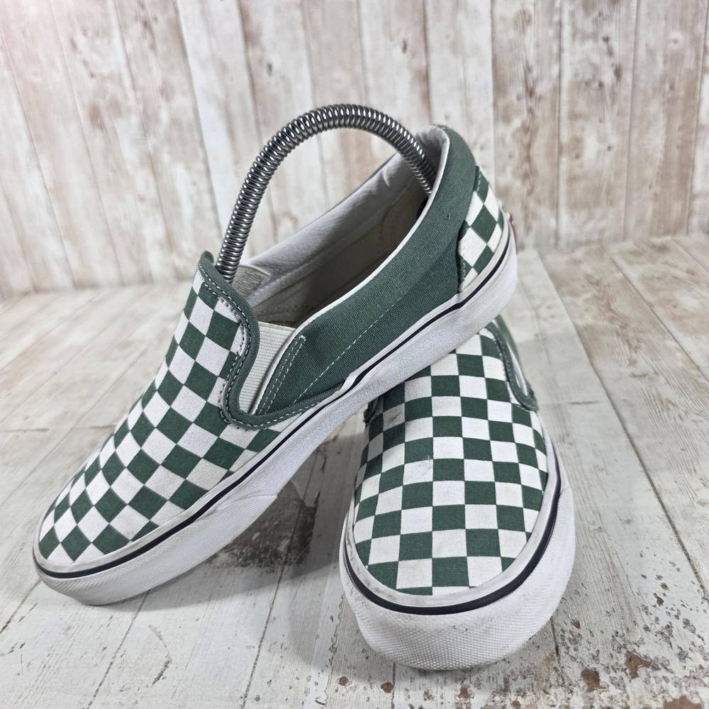Vans Classic Slip-On Green White Checkerboard Sneakers Womens 8.5 Mens 7.0 - Picture 8 of 8
